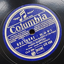Jacques BASTARD, Joseph BENVENUTI, piano FAURE nocturne RARE 78rpm 12"