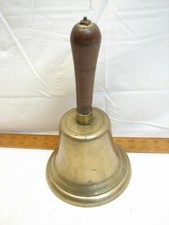 Large Antique Brass/Bronze Town Crier Hand Bell Desk Alarm School Teacher 