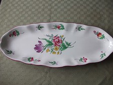 GRAND plat ovale hors d'oeuvre ou poisson  décor " Roses  Tulipes" KG Lunéville