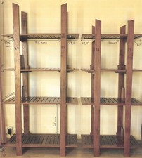 étagères bois en teck - hauteur : 200 cm - largeur : 190 cm - profondeur : 40 cm