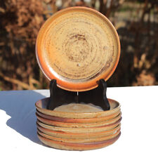 Lot de 8 assiettes à dessert en grès marron ø 18 cm