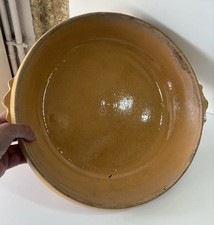 ANCIEN GRAND PLAT À TIAN JAUNE JATTE EN TERRE VERNISSEE POTERIE COLLECTION DECO
