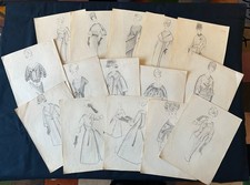 Lots de croquis de mode Serge Lepage Haute Couture année 50