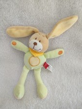 Doudou lapin vert blanc beige
