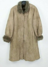 Cuir de Mouton Shearling Taille Manquant (Cod.G99) Utilisé Beige Manteau Vintage