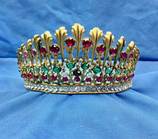 ANCIENNE COURONNE TIARE DIADEME DE SAINTE VIERGE STATUE RELIGIEUSE THEATRE XIX