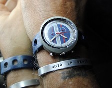 Leonidas Heuer Vintage NOS Easy-Rider Mechanical Chronographe 70's Tropique Band