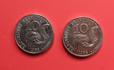 2 Pièces 10Fr Jimenez 1986 Nickel pur 6,5grs 21mm TTB lot 38