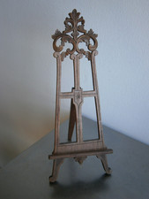 Petit Chevalet pliant Porte photo c-1900 Bois Noyer sculpté 33cm Ancien