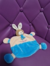 Doudou plat Lapin beige rose bleu Nounours
