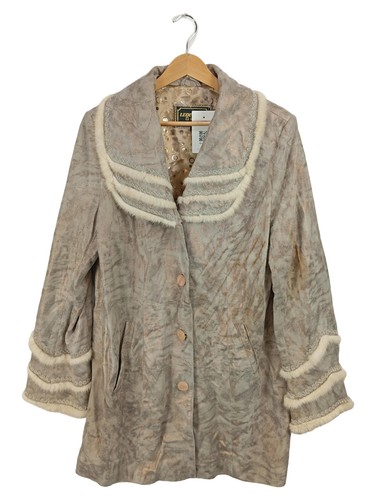 Manteau cuir femme beige - manteau,