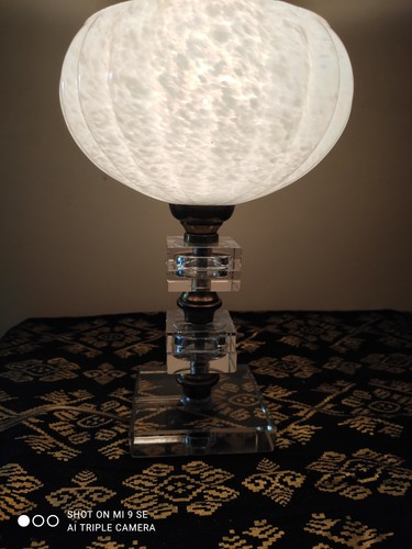 Lampe art deco pied cristal - art,