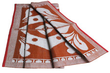 Tapis décoratif indien imprimé floral pliable rouge polypropylène chiffons 6X4F