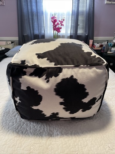 Cowhide pouf ottoman - pouf,