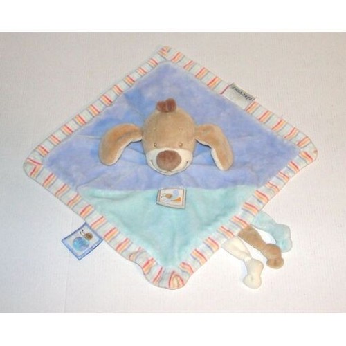 Doudou chien beige bleu - chien,