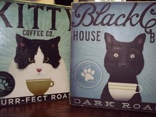 2 PLAQUES TOILE ART MURAL CHAT
