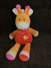 doudou peluche girafe rouge orange oiseau Nicotoy Etat neuf
