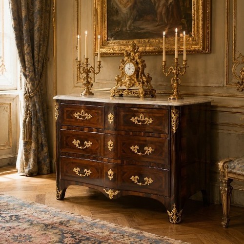 Commode galbée marquetée - galbée,