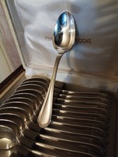 12 Petites Cuillères Orfèvrerie Christofle Modèle Spatours Métal Argenté