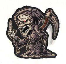 Patch écusson Bikers rockabilly tête de Mort Faucheuse