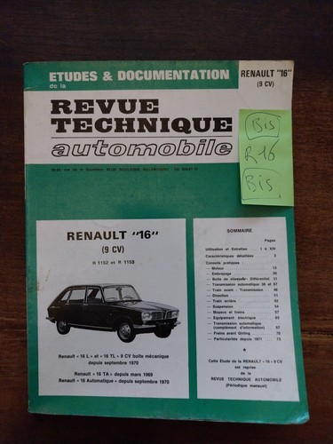 Revue technique renault 6 - technique, 1.6