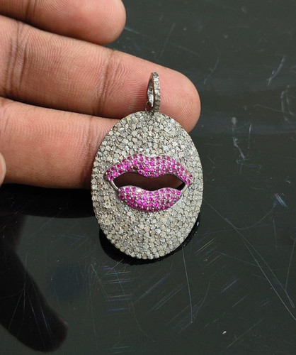 Pendentif diamant pavé rubis - pendentif,