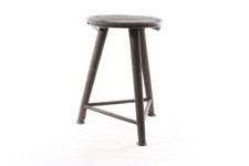 Ancien Tabouret De Travail Designer En Bois Et Métal Vintage
