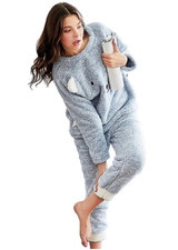 Baby Blau Süß Schlafanzug Set Mädchen Damen Pyjama 2-teilig Flanell Nachtwäsche 