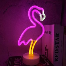 Flamingo Panneau lumineux néon avec socle LED pour décoration murale USB ou n...