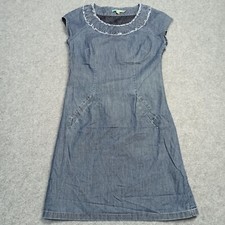 Boden Chambray ROBE XS UK-8R US-4R D-34R Bleu Doublé Effiloché Zip Denim-Jeans