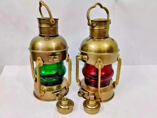 Lot de 2 anciennes lampes à huile d'ancre, lanterne marine vintage, lampe à...