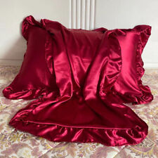 Soie Ruffles Oreiller Étui Housses Plissé Volant Literie Doux Brillant Taie