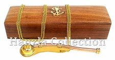 Sifflet de capitaine de bateau maritime en laiton/cuivre ~ tuyau d'appel Bosu...