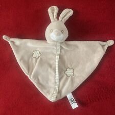 🇫🇷 Doudou Plat Lapin Beige Marron Étoiles Brodées Rayé CRÉDIT AGRICOLE NEUF