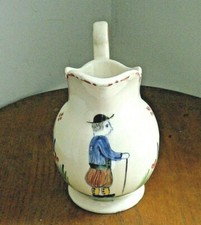 Ancien pichet céramique de Desvres décor Breton Quimper signé 