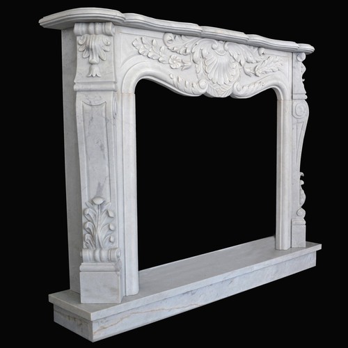 Cadre cheminée marbre blanc - cheminée,