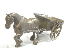 🇫🇷 RARE CHARRETTE CARRIOLE A FOIN ATTELAGE CHEVAL SCULPTURE ANIMALIÈRE BRONZE
