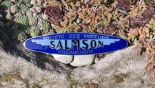 VINTAGE ENAMEL AUTOMOBILE RADIATEUR CAR EMBLÈME / BADGE # SALMSON FRANCE