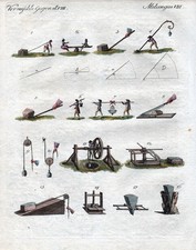 Antiquité Technique Corde Levier Plan Incliné Bertuch 1800