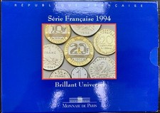 COFFRET BU 1994 - 10 MONNAIES - SERIE EN FRANCS - RARE - 20 F MONT ST MICHEL