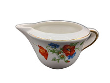 Ancien pot à lait en porcelaine SALINS France coquelicots vintage