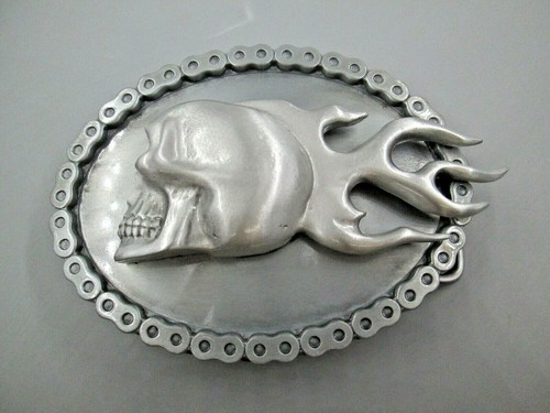 Vintage flaming skull harley - flaming,