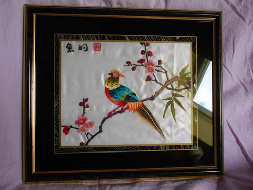 Ancien cadre tableau broderie - ancien,
