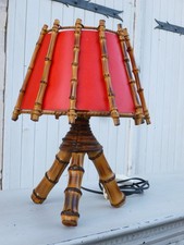 Lampe bambou rotin vintage - rotin,