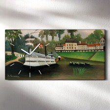 Horloge murale sur toile 60x30 ville bateau pêcheur rivière henri rousseau