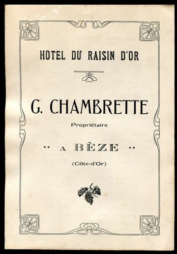 Ancien menu hôtel - ancien,
