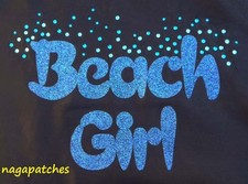 Motif à floquer / Transfert en glitter et strass thermocollant Beach Girl