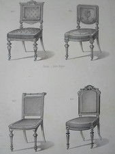 Chaises genre ANGLAIS Salle Manger GRAVURE le MAGASIN dE MEUBLES V.QUETIN XIXéme