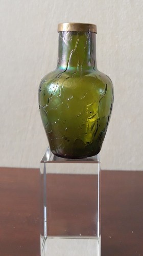 Vase verre vert irisé - en,
