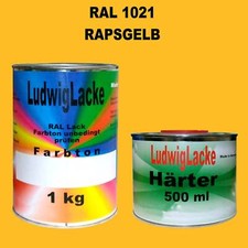 1,5 KG Kit Laque Acrylique En Couleur Ral 1021 1 Peinture Brillant + 0,5l Rigide